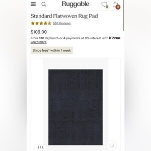 Ruggable pad 5 x 7 - due to cost of shipping, I can’t reduce price by much